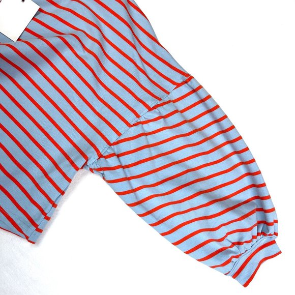 NWT Code X Mode Striped Crop Balloon Sleeve Top - Picture 3 of 8